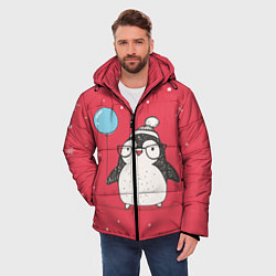 Куртка зимняя мужская Влюбленная пингвинка, цвет: 3D-черный — фото 2