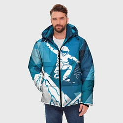 Куртка зимняя мужская Горы и сноубордист, цвет: 3D-светло-серый — фото 2