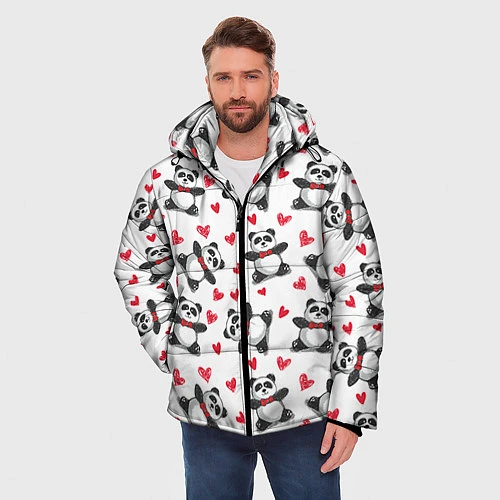 Мужская зимняя куртка Любимые панды / 3D-Черный – фото 3