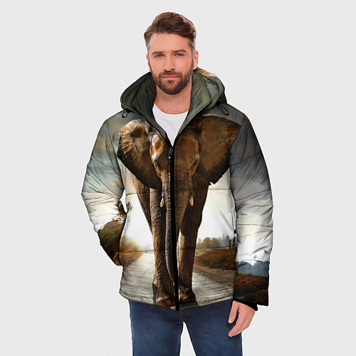 Мужская зимняя куртка Дикий слон / 3D-Черный – фото 3