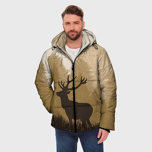 Мужская зимняя куртка Олень на охоте / 3D-Черный – фото 3