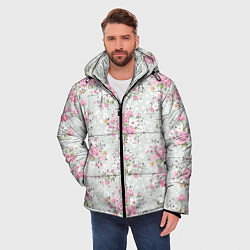 Куртка зимняя мужская Flower pattern, цвет: 3D-черный — фото 2