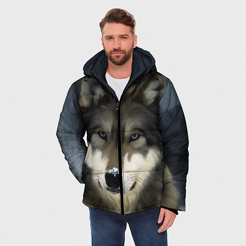 Мужская зимняя куртка Зимний волк / 3D-Черный – фото 3