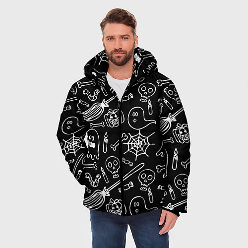 Мужская зимняя куртка Призрачный арт / 3D-Черный – фото 3