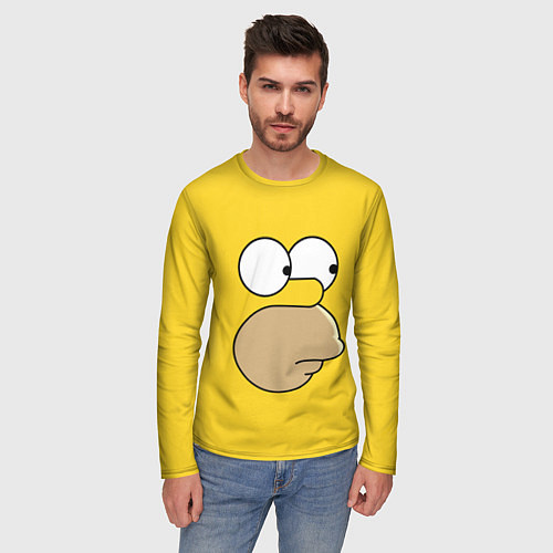 Мужской лонгслив Лицо Гомера / 3D-принт – фото 3