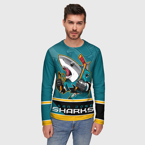 Мужской лонгслив San Jose Sharks / 3D-принт – фото 3