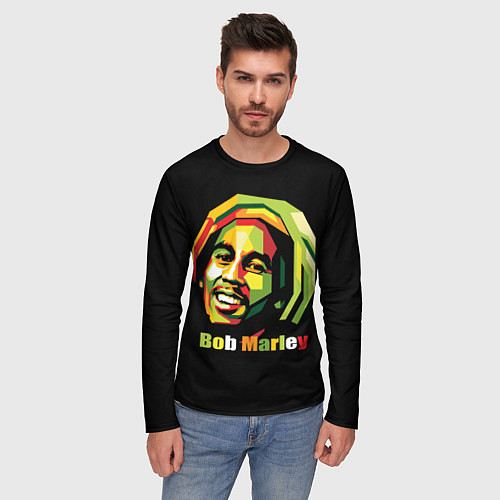 Мужской лонгслив Bob Marley Smile / 3D-принт – фото 3