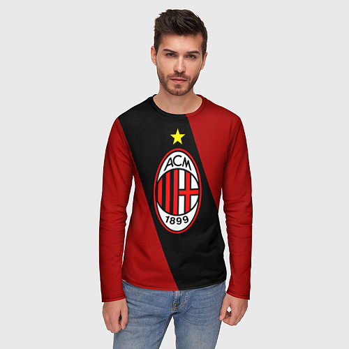 Мужской лонгслив Milan FC: Red Collection / 3D-принт – фото 3