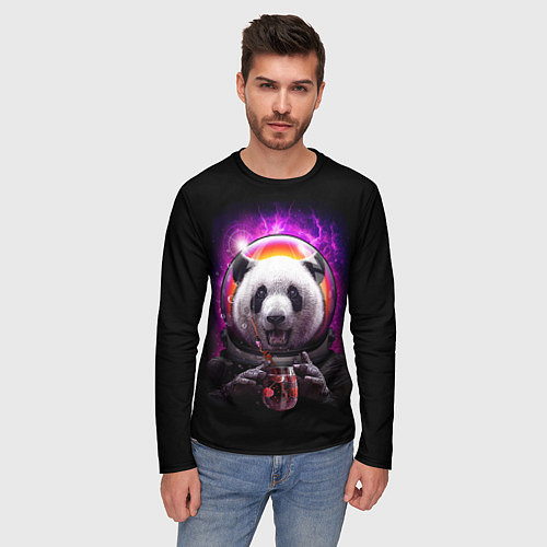 Мужской лонгслив Panda Cosmonaut / 3D-принт – фото 3