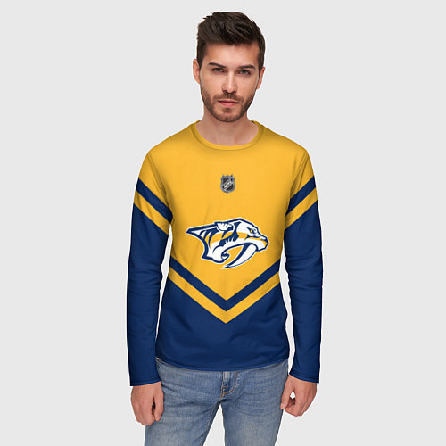 Мужской лонгслив NHL: Nashville Predators / 3D-принт – фото 3