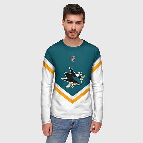 Мужской лонгслив NHL: San Jose Sharks / 3D-принт – фото 3