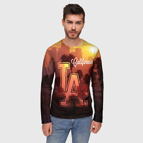 Мужской лонгслив Калифорния Лос-Анджелес / 3D-принт – фото 3