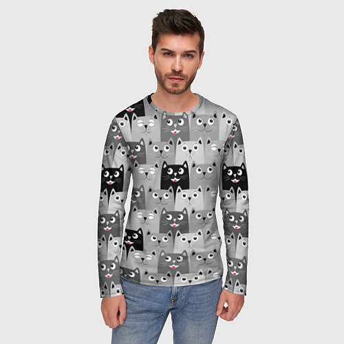 Мужской лонгслив Котейки / 3D-принт – фото 3