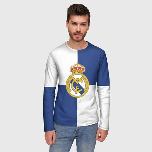 Мужской лонгслив Real Madrid: Blue style / 3D-принт – фото 3