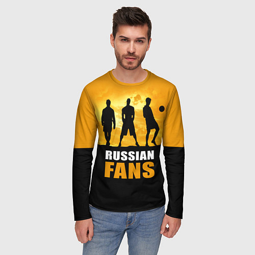Мужской лонгслив Русские фанаты / 3D-принт – фото 3