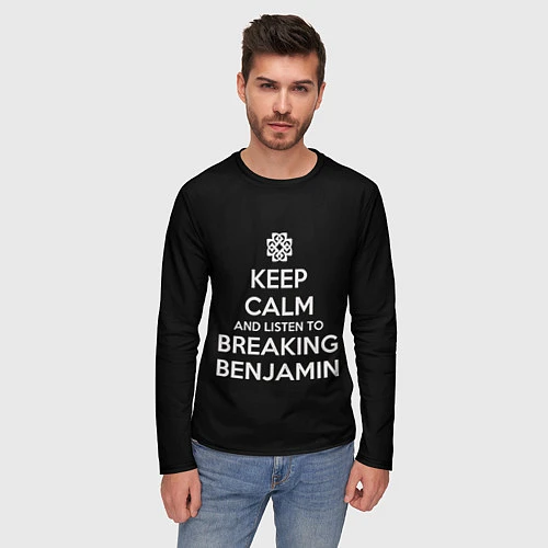 Мужской лонгслив Keep Calm & Breaking Benjamin / 3D-принт – фото 3