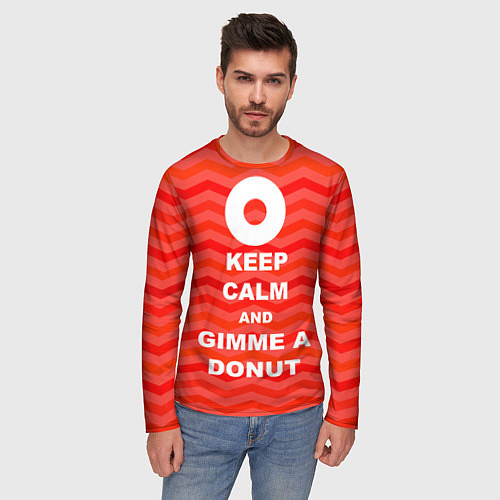 Мужской лонгслив Keep Calm & Gimme a donut / 3D-принт – фото 3