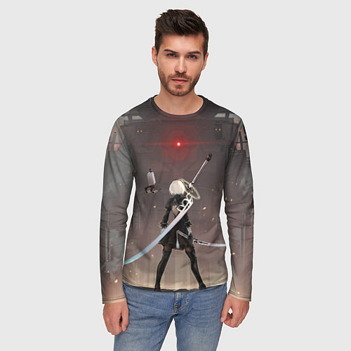 Мужской лонгслив Мечница 2B: Nier / 3D-принт – фото 3