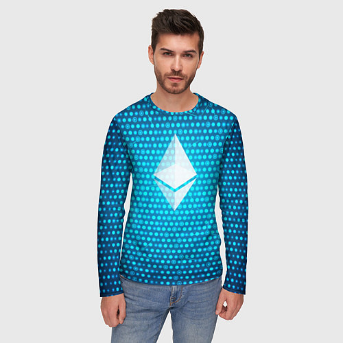 Мужской лонгслив Blue Ethereum / 3D-принт – фото 3