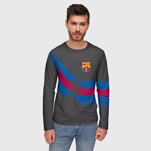 Мужской лонгслив Barcelona FC: Dark style / 3D-принт – фото 3