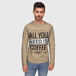 Лонгслив мужской All you need is coffee, цвет: 3D-принт — фото 2
