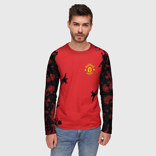 Мужской лонгслив FC Manchester United: Red Original / 3D-принт – фото 3