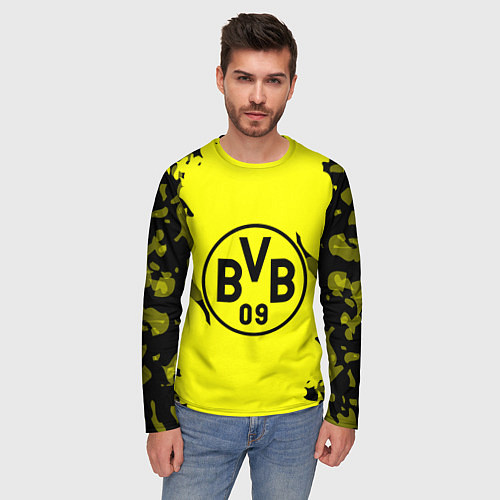 Мужской лонгслив FC Borussia Dortmund: Yellow & Black / 3D-принт – фото 3