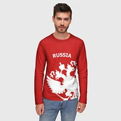 Лонгслив мужской Russia: Red & White, цвет: 3D-принт — фото 2