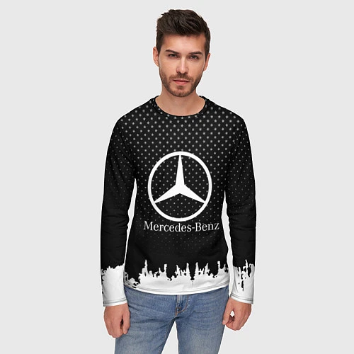 Мужской лонгслив Mercedes-Benz: Black Side / 3D-принт – фото 3