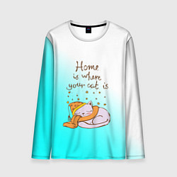 Лонгслив мужской Home is where your cat is, цвет: 3D-принт