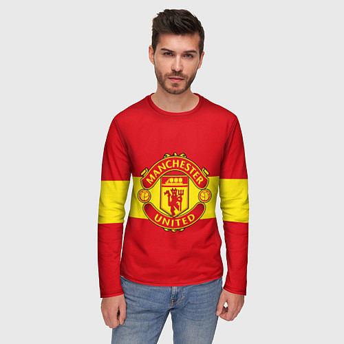 Мужской лонгслив FC Man United: Red Style / 3D-принт – фото 3