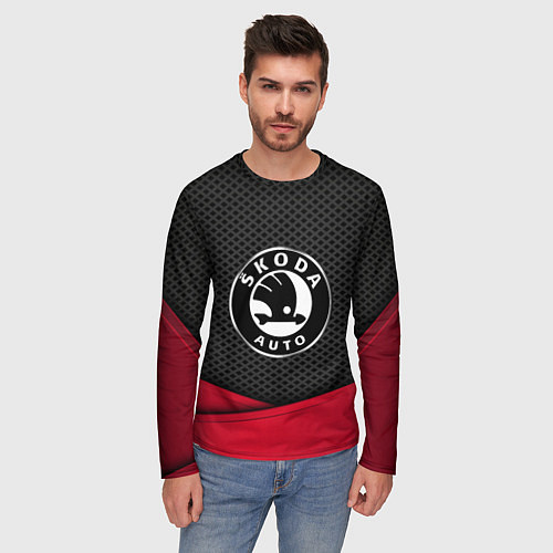 Мужской лонгслив Skoda: Grey Carbon / 3D-принт – фото 3