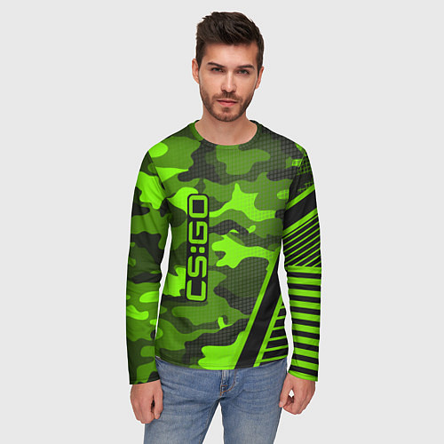 Мужской лонгслив CS:GO Light Green Camo / 3D-принт – фото 3