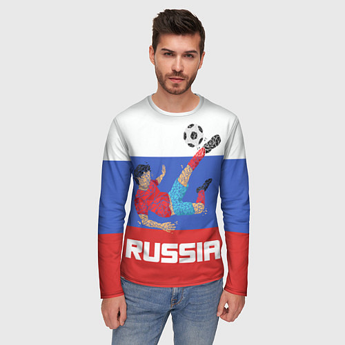 Мужской лонгслив Russia Footballer / 3D-принт – фото 3