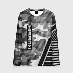 Лонгслив мужской Russia: Grey Camo, цвет: 3D-принт