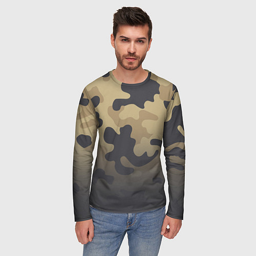 Мужской лонгслив Camouflage Khaki / 3D-принт – фото 3