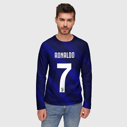 Мужской лонгслив Ronaldo 7: Blue Sport / 3D-принт – фото 3