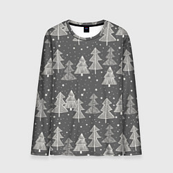 Лонгслив мужской Grey Christmas Trees, цвет: 3D-принт