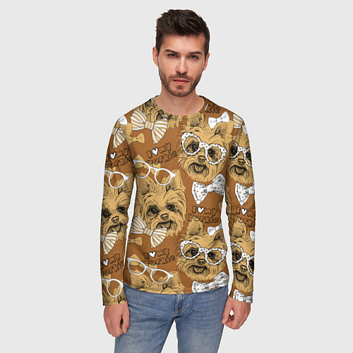 Мужской лонгслив I love my Yorkie / 3D-принт – фото 3