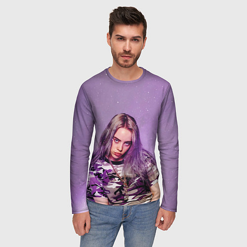 Мужской лонгслив Billie Eilish: Violet Fashion / 3D-принт – фото 3