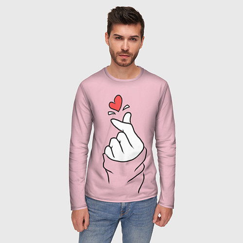 Мужской лонгслив Я тебя люблю - корейское сердечко / 3D-принт – фото 3