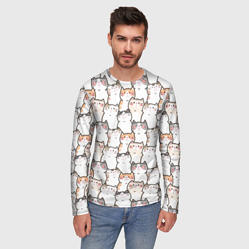 Мужской лонгслив Кошки котики коты / 3D-принт – фото 3