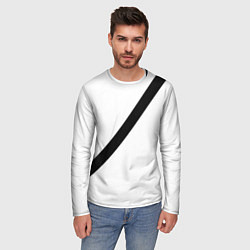 Лонгслив мужской Ремень безопасности - черная полоса прикол на бело, цвет: 3D-принт — фото 2