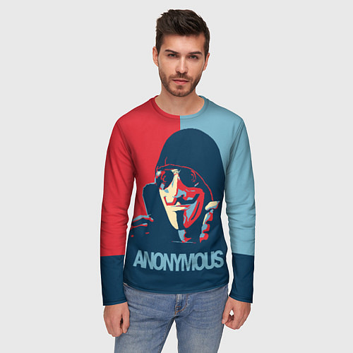 Мужской лонгслив Anonymous поп арт мем / 3D-принт – фото 3