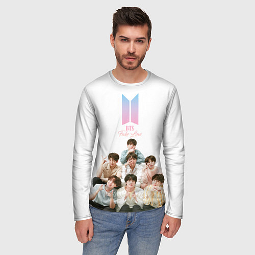 Мужской лонгслив Take love BTS / 3D-принт – фото 3