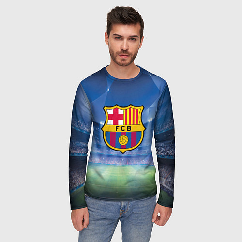 Мужской лонгслив FC Barcelona / 3D-принт – фото 3