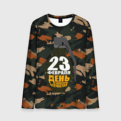 Лонгслив мужской С 23 февраля граната, цвет: 3D-принт