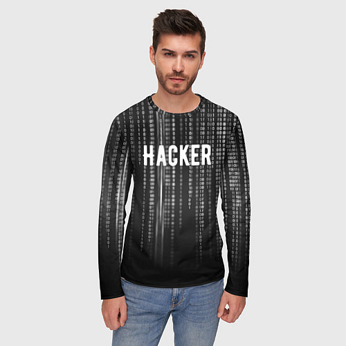 Мужской лонгслив Hacker / 3D-принт – фото 3