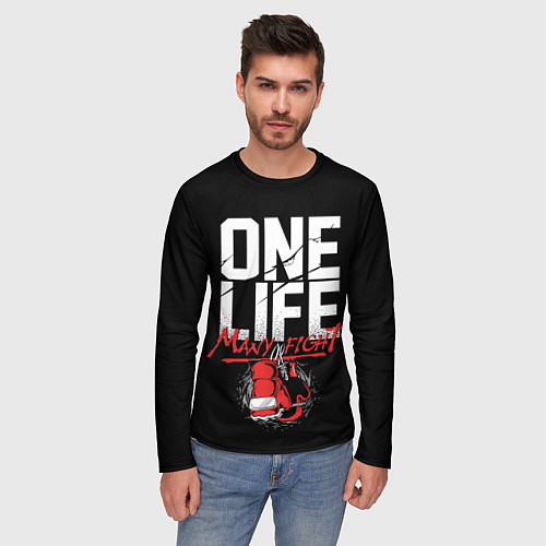 Мужской лонгслив One Life Many Fight / 3D-принт – фото 3