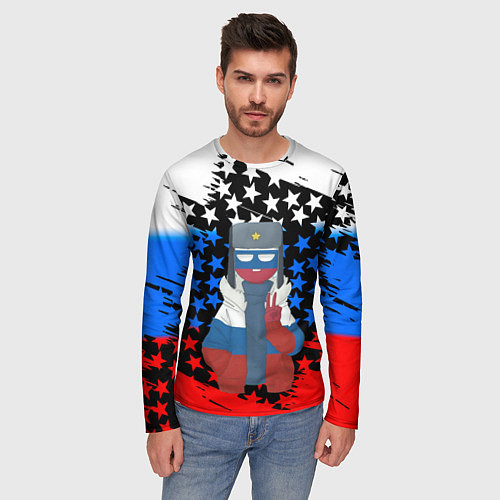 Мужской лонгслив CountryHumans / 3D-принт – фото 3